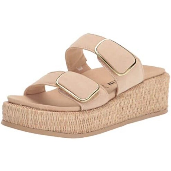 Anne Klein Women's Vero Wedge Sandal tan cream size 8M -preowned- - Picture 1 of 12